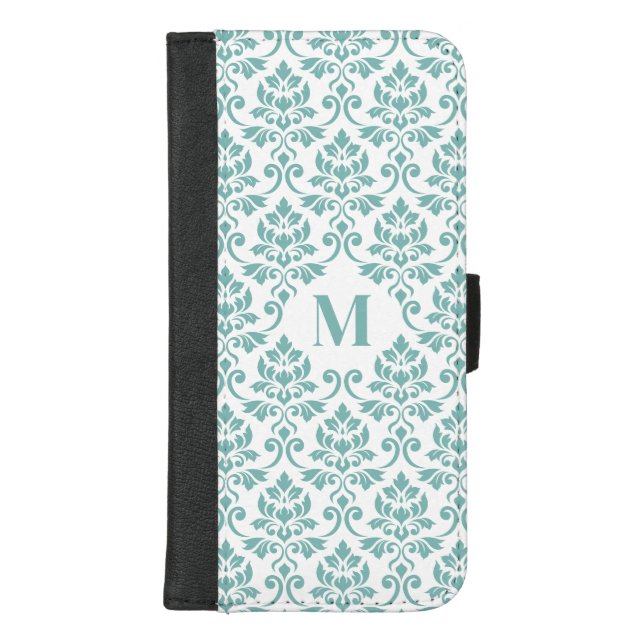 Feuille Damask Teal Pattern (Custom) iPhone Wallet Case (Front)