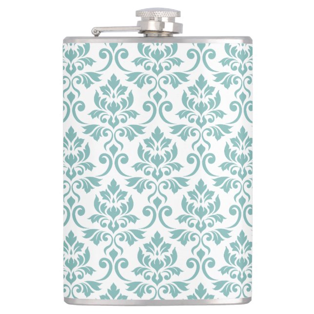 Feuille Damask Teal Pattern Flask (Front)
