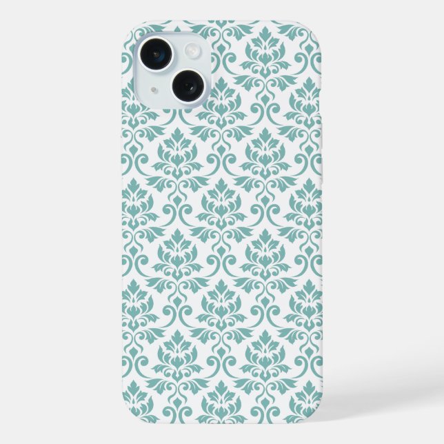 Feuille Damask Teal Pattern Iphone Case (Back)
