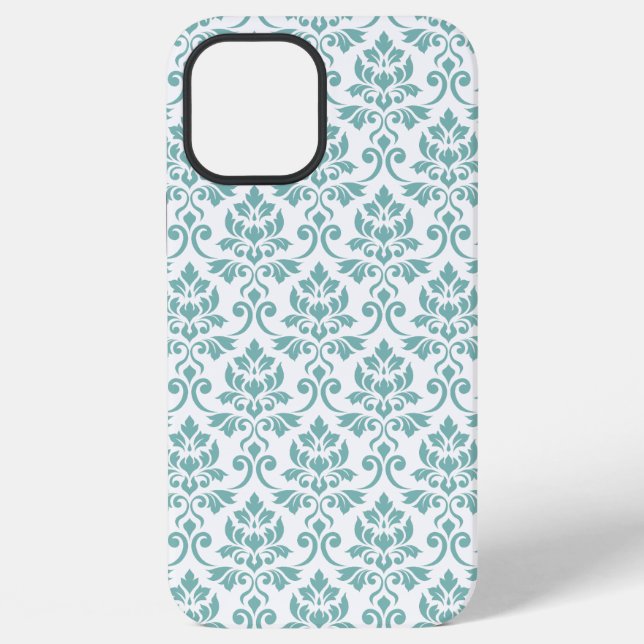 Feuille Damask Teal Pattern Iphone Case (Back)