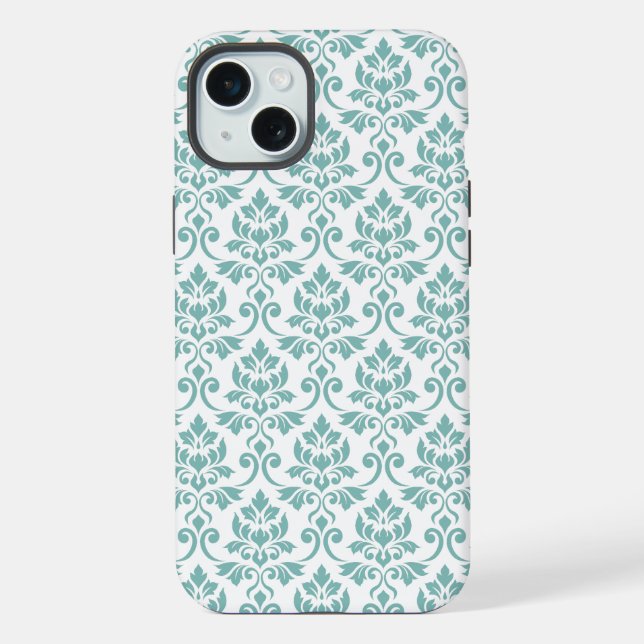 Feuille Damask Teal Pattern Iphone Case (Back)