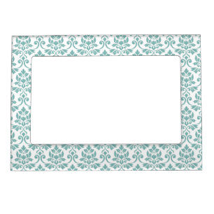 Feuille Damask Teal Pattern Magnetic Frame