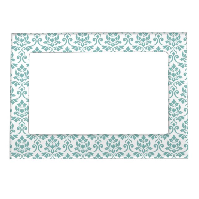 Feuille Damask Teal Pattern Magnetic Frame (Front)