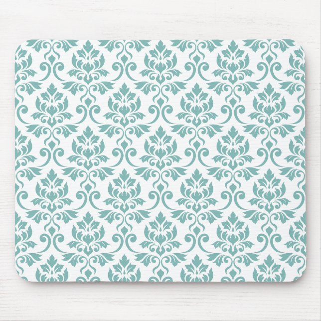 Feuille Damask Teal Pattern Mouse Pad (Front)