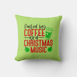 Feuled by Coffee and Christmas Music Throw Pillow