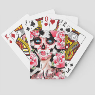 Fever Day of the Dead Sugar Skull Girl Poker Cards