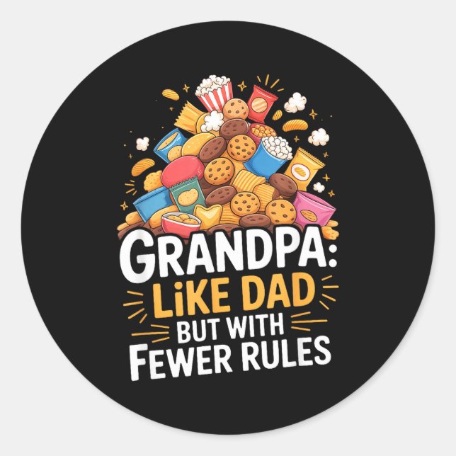Fewer Rules Funny Grandpa  Classic Round Sticker (Front)