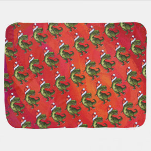 Fextive TRex Dino Pattern on Red Baby Blanket