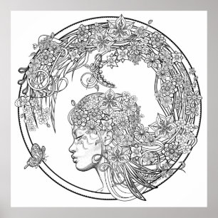 Fey Flower: LARGE DIY Coloring by Sonja A.S. Poster