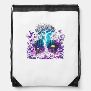 Fey Gothic Emo Goblincore Aesthetic Forest Graphi Drawstring Bag