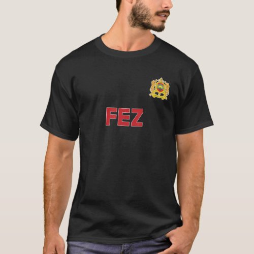 Fez Morocco National Flag Heart Emblem Crest T_Shirt