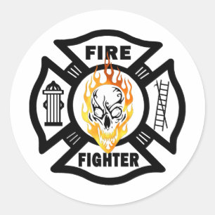FF Flaming Skull Classic Round Sticker