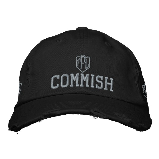 FFL Commish (Fantasy Football League) Embroidered Baseball Cap (Front)