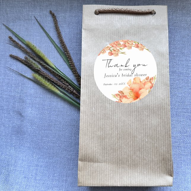 Ffloral Thank You bridal shower Classic Round Sticker (Creator Uploaded)