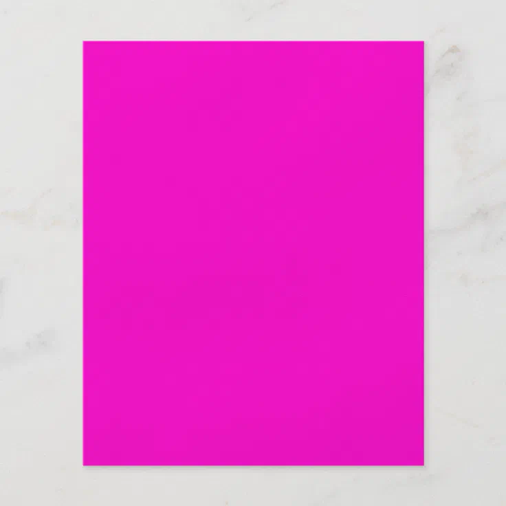 Mẫu Flyer HOT PINK SOLID BACKGROUND COLOR của ffoocc trên Zazzle với màu hồng nổi bật, sáng tạo, nó giúp thu hút sự chú ý ngay tức thì. Là một mẫu Flyer nổi tiếng, nó đem lại sự chuyên nghiệp và góp phần tạo nên một dấu ấn không bao giờ quên trong sự kiện của bạn.