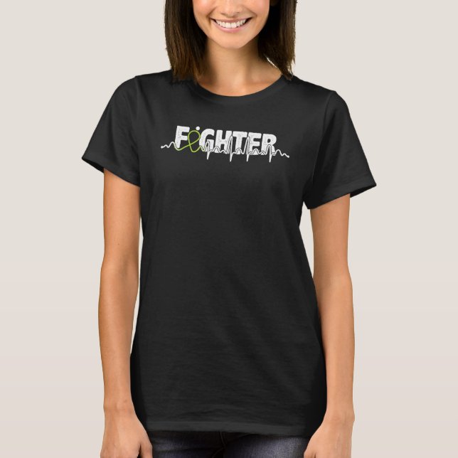 Fghter Lyme Disease Awareness Supporter Ribbon T-Shirt (Front)