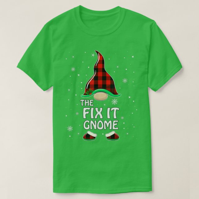 Fi It Gnome Buffalo Plaid Matching Family Christma T-Shirt (Design Front)
