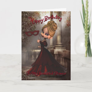 Fiance Birthday Card with Moonies Cutie Pie Masque