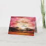 Fiance birthday, Sunset over the mountains Card