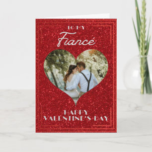 Fiancé Custom Photo Glitter Valentine Card
