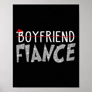 Fiance Fiancee Christmas Pajamas Engaged Couples M Poster