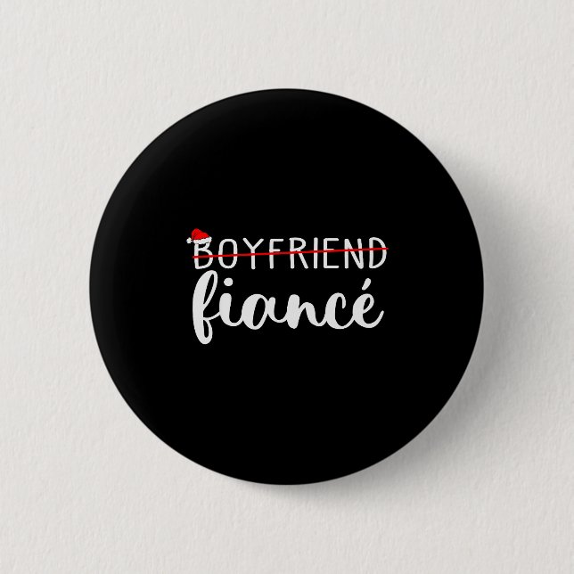 Fiance Fiancee Engaged Couples Matching Christmas  Button (Front)