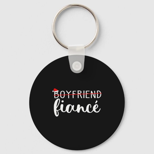 Fiance Fiancee Engaged Couples Matching Christmas  Keychain (Front)