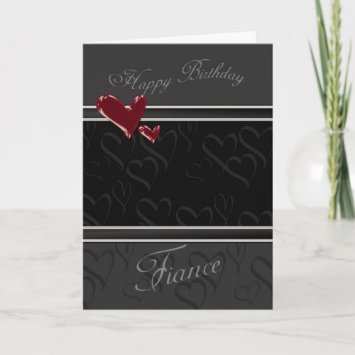 Fiance Happy Birthday card for male with hearts