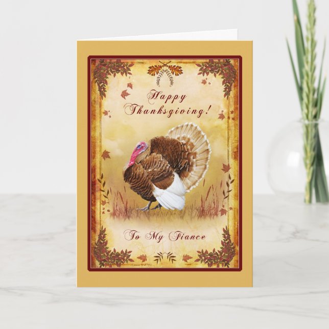 Fiance Happy Thanksgiving Turkey Card (Front)