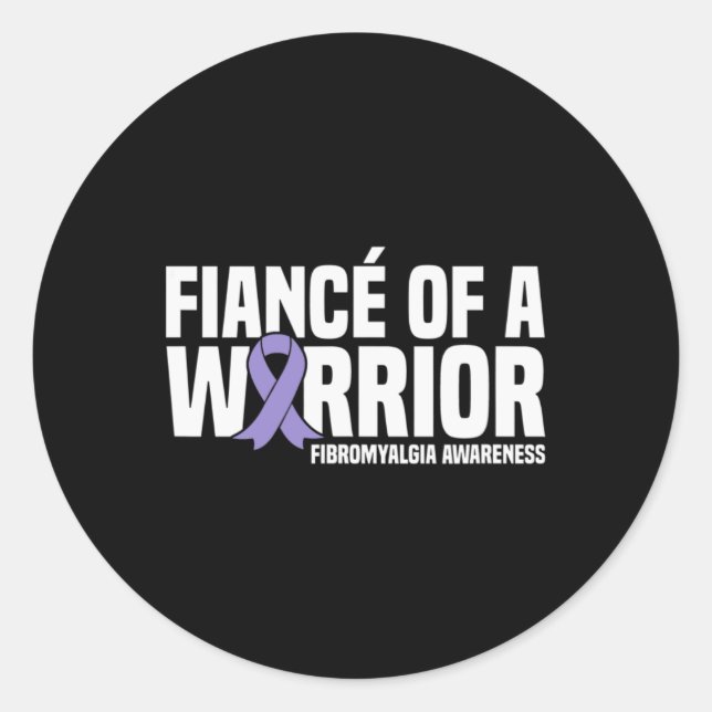 Fiance Of A Warrior Fibromyalgia Awareness  Classic Round Sticker (Front)