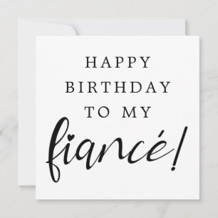 fiance romantic heart font modern happy birthday card