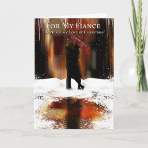 Fiance Stylish Christmas Holiday Card With Couple