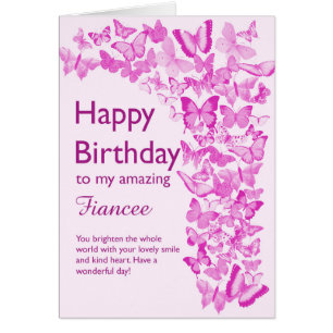 Fiancee Birthday Butterflies Cards