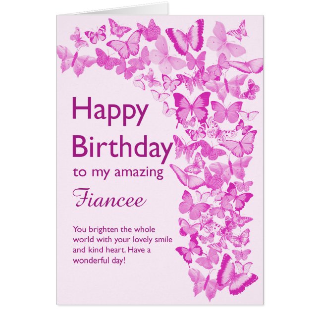 Fiancee Birthday Butterflies Cards (Front)