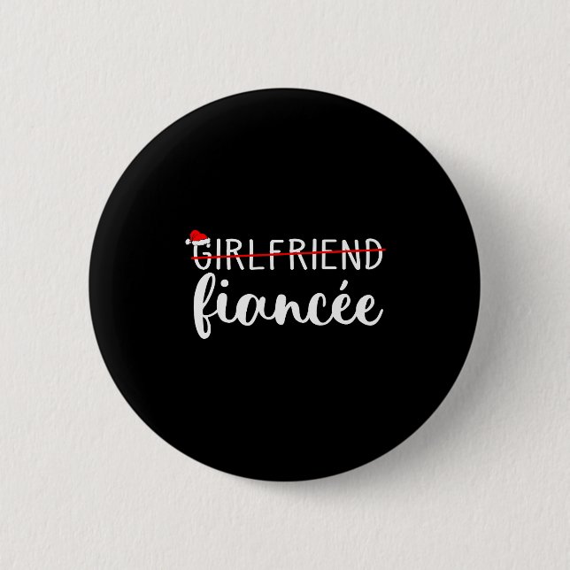 Fiancee Fiance Engaged Couples Matching Christmas  Button (Front)