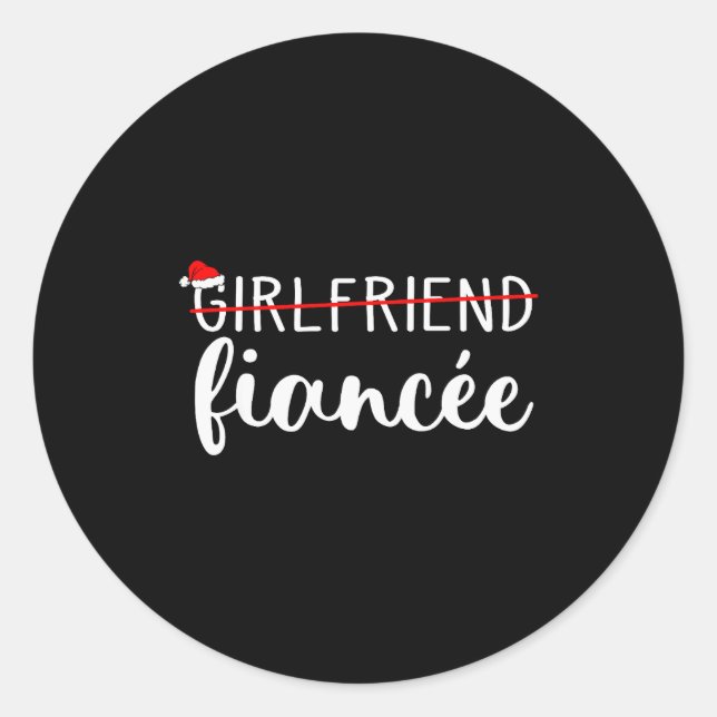 Fiancee Fiance Engaged Couples Matching Christmas  Classic Round Sticker (Front)