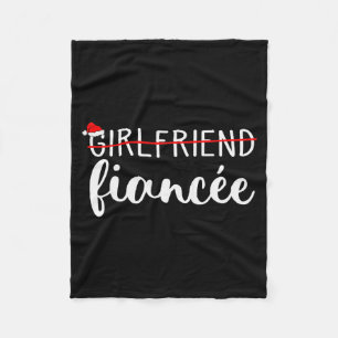 Fiancee Fiance Engaged Couples Matching Christmas Fleece Blanket