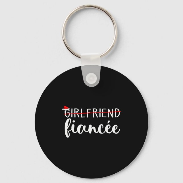 Fiancee Fiance Engaged Couples Matching Christmas  Keychain (Front)
