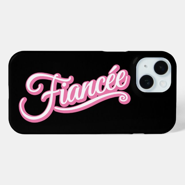 Fiancee pink/white on black Case-Mate iPhone case (Back (Horizontal))
