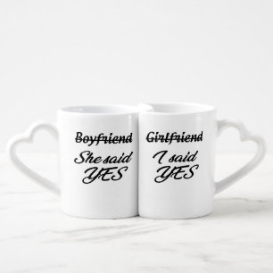 Fiancee She said YES Engagement Coffee Mug Set