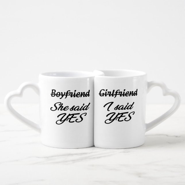 Fiancee She said YES Engagement Coffee Mug Set (Front Nesting)