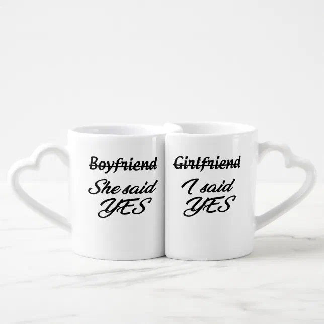 Fiancee She said YES Engagement Coffee Mug Set
