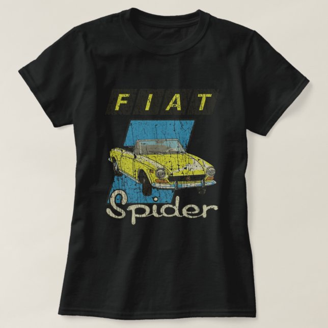 Fiat 124 Sport Spider Yellow 1975 T-Shirt (Design Front)