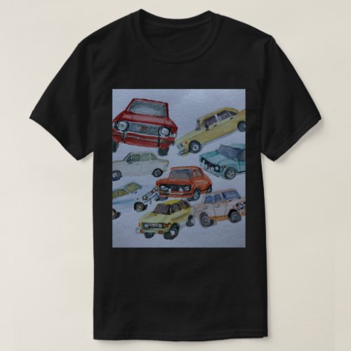 Fiat 128 color watercolor design t_shirt