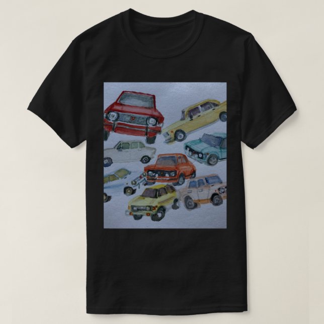 Fiat 128 color watercolor design t-shirt (Design Front)