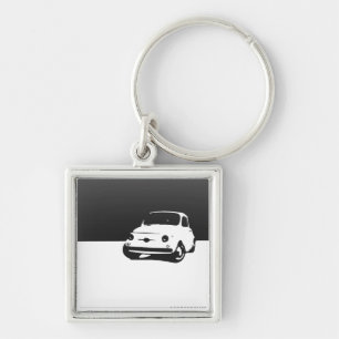 Fiat 500, 1959 - Black on light Keychain