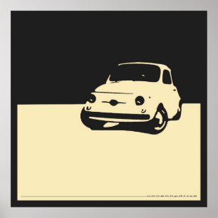 Fiat 500, 1959 - Cream on charcoal black Poster