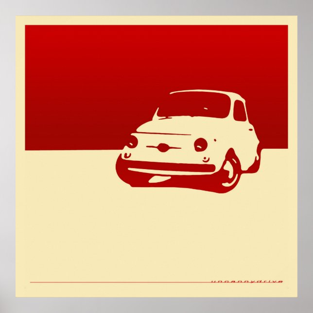 Fiat 500, 1959 - Red on cream poster (Front)