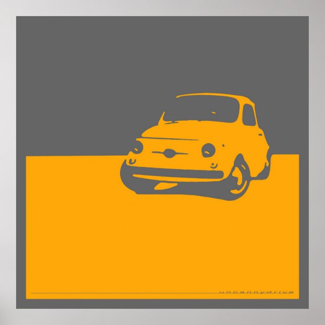 Fiat 500, 1959 - Yellow on gray Poster (Front)