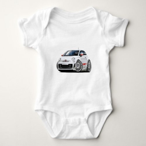 Fiat 500 Abarth White Car Baby Bodysuit